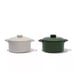 Brocc Your Body Mini Round Ceramic Cocotte Set Green and White Lids NEW IN BOX