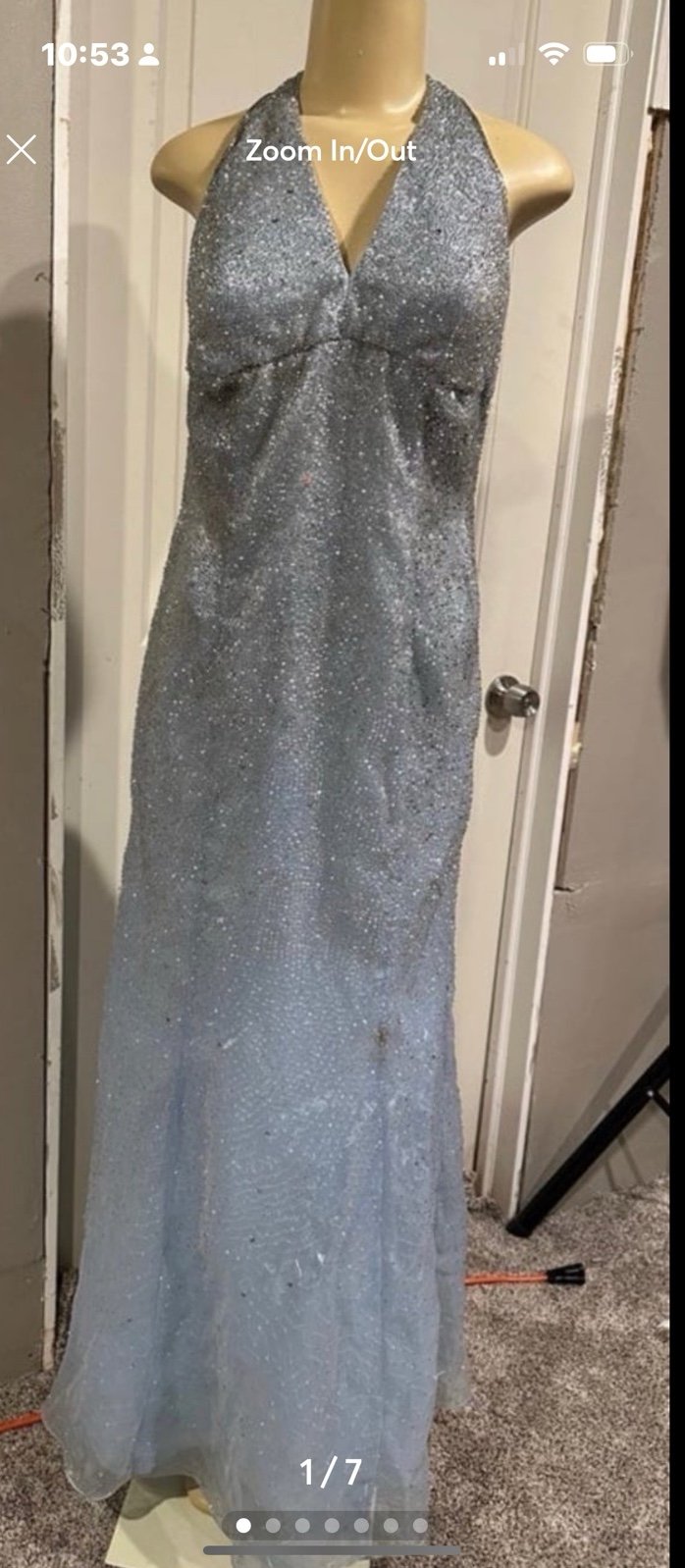 Powder blue prom beaded elegant strapless Dress