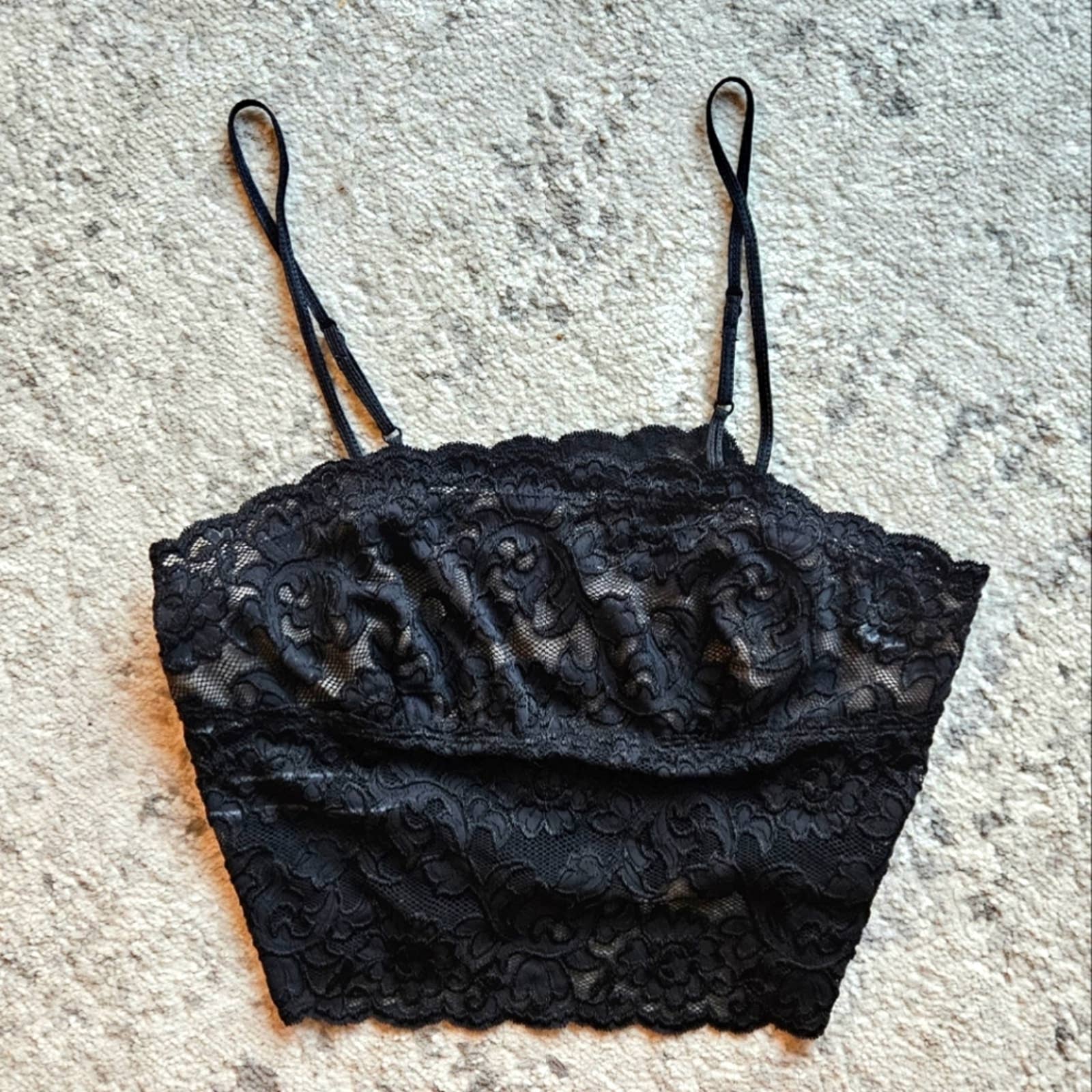 Hanky Panky vintage unpadded front lined lace bralette cropped cami