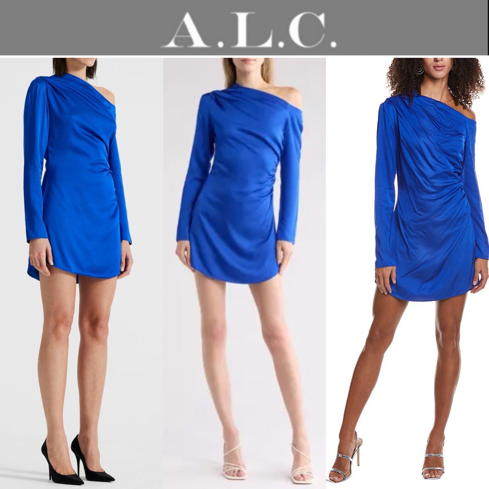 A.L.C Jamie Asymmetrical Dress In Cyan Blue Sz 4 NWT 450