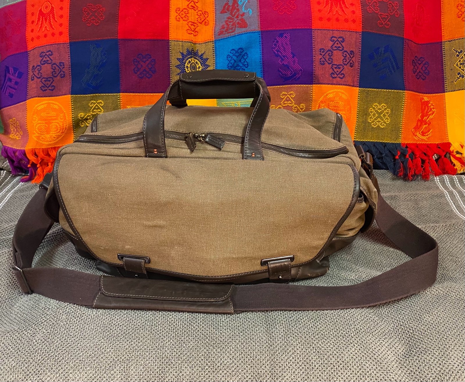 Dunhill canvas and leather carry on bag