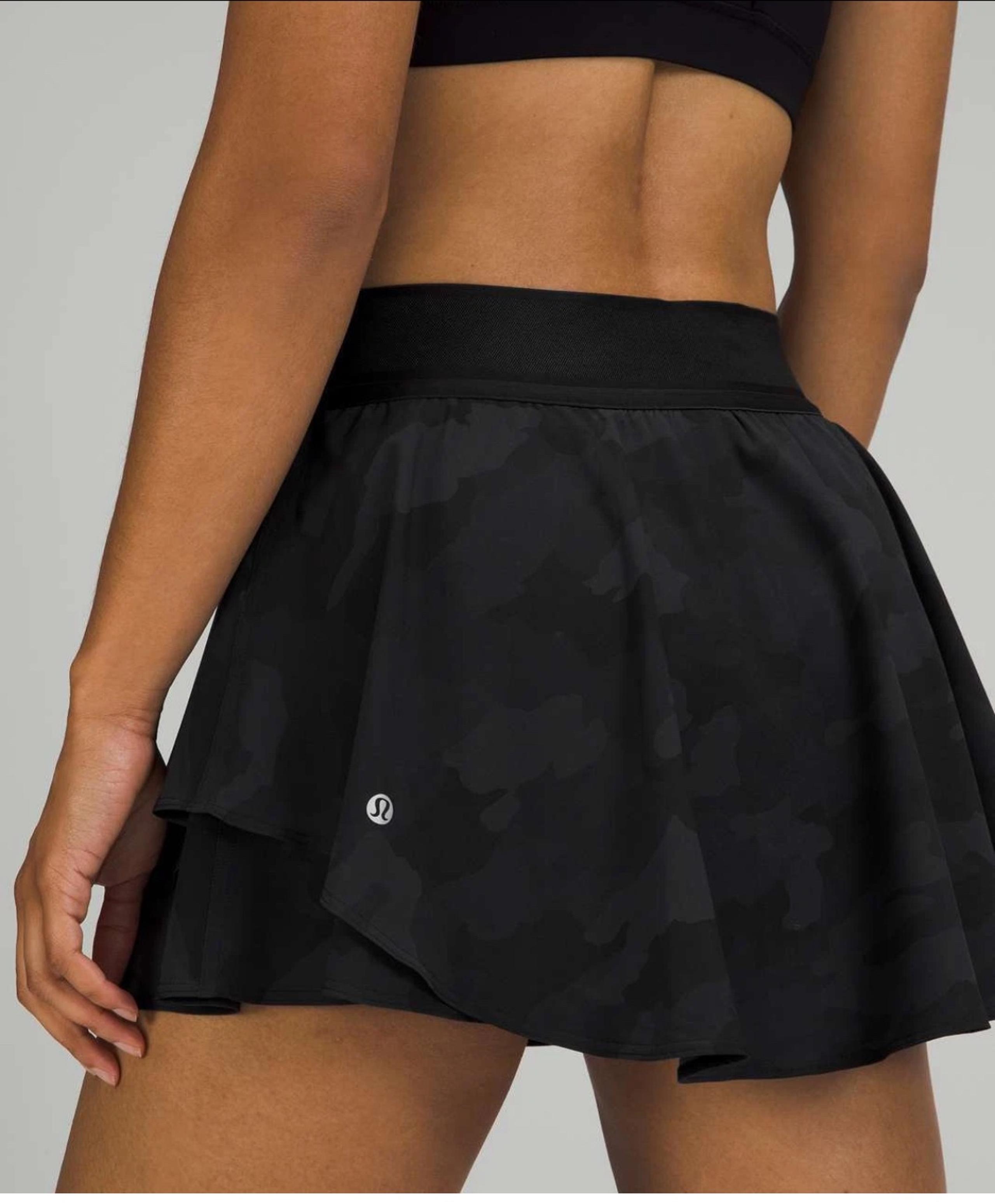 Lululemon Athletica Court Rival Black Camo Tennis Skirt Size 6 Long