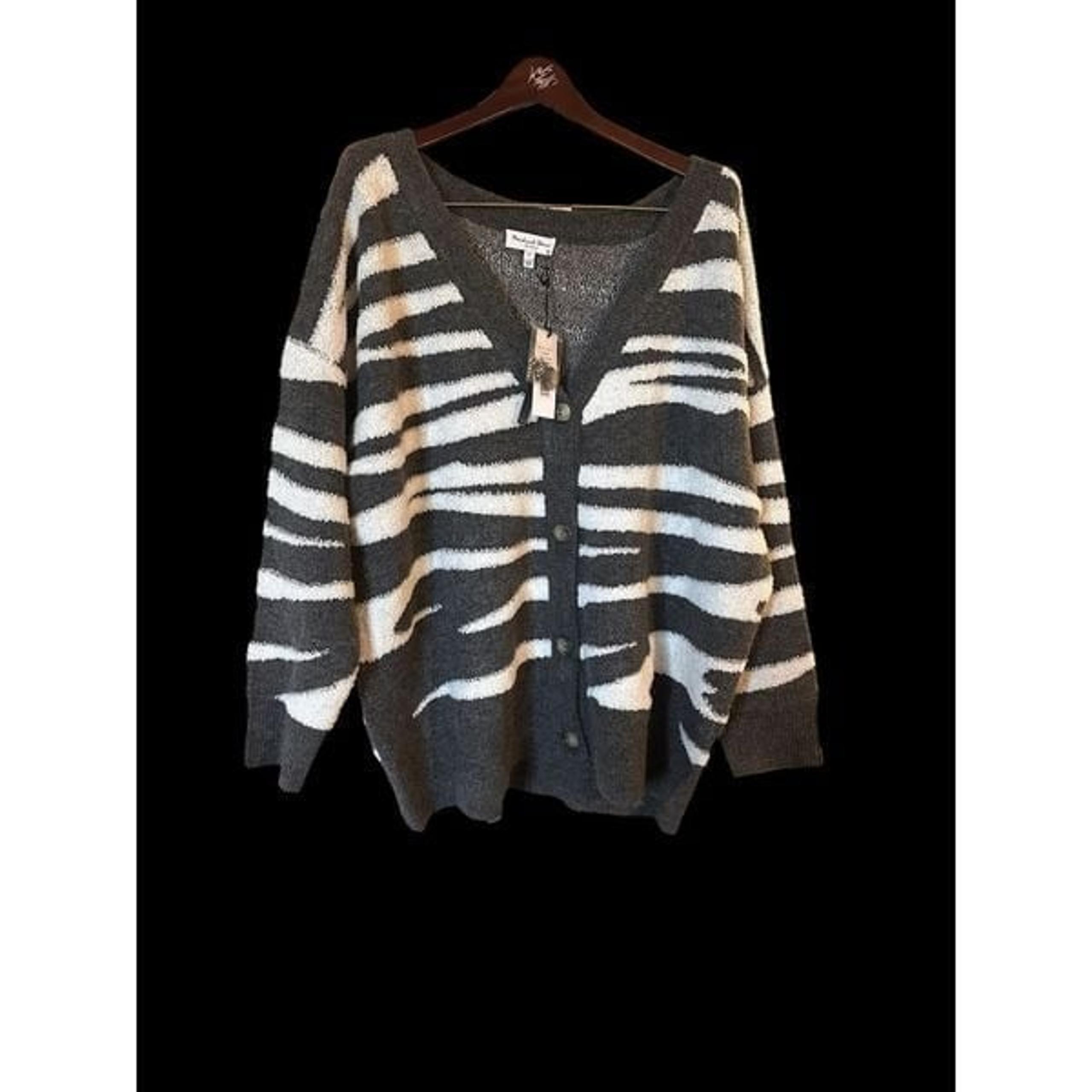 NWT Charcoal Combo Nell Cardigan Long Sleeve Thick Sweater Sz -3X - Michael Stars