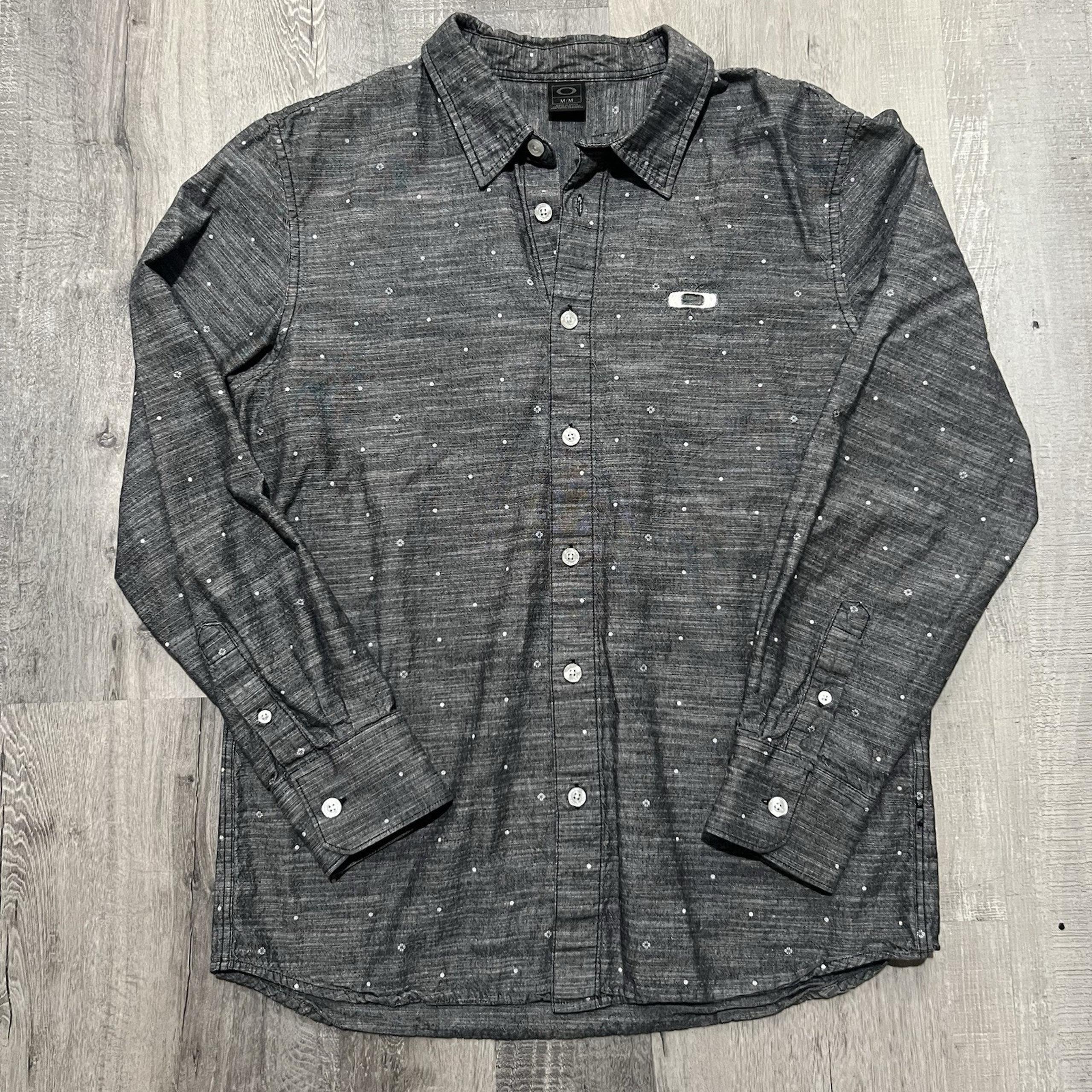 Oakley Mens Button Shirt Medium Heathered Fleck Software Casual Shirt
