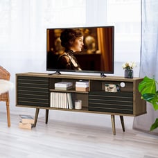 TV Stand/Console Cabinet 3 Shelves Storage Drawers Splayed Legs Bedroom