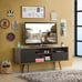TV Stand/Console Cabinet 3 Shelves Storage Drawers Splayed Legs Bedroom