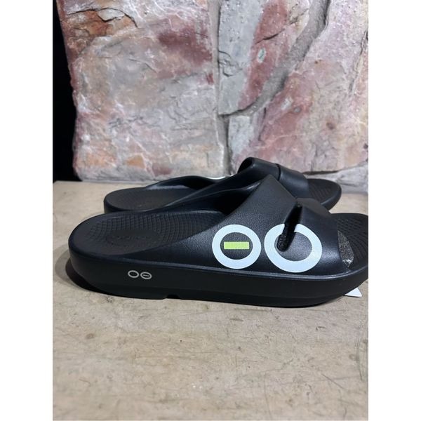 OOFOS Ooahh Sport Recovery Slides Black White Logo Sandals Unisex W Size 9 M Siz