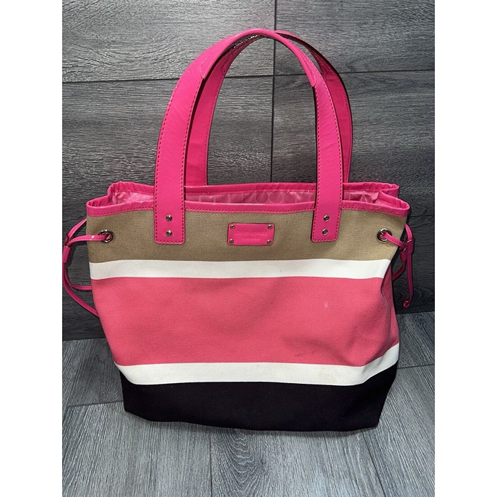 Kate Spade New York EDDIE Large Canvas Tote Bag Vintage Multicolored Beach Bag