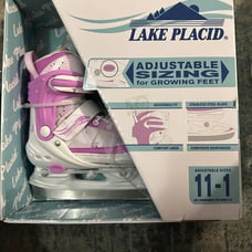 Lake Placid Ice Skates, Girls Adjustable 11-1 NIP, Pink/White BRAND NEW