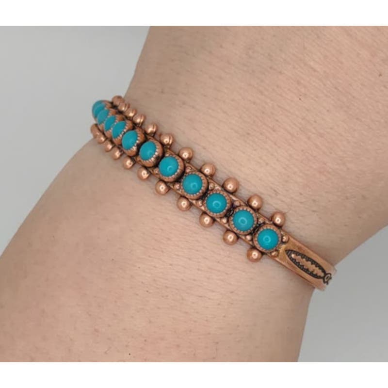 Vintage copper faux turquoise sparkling bracelet