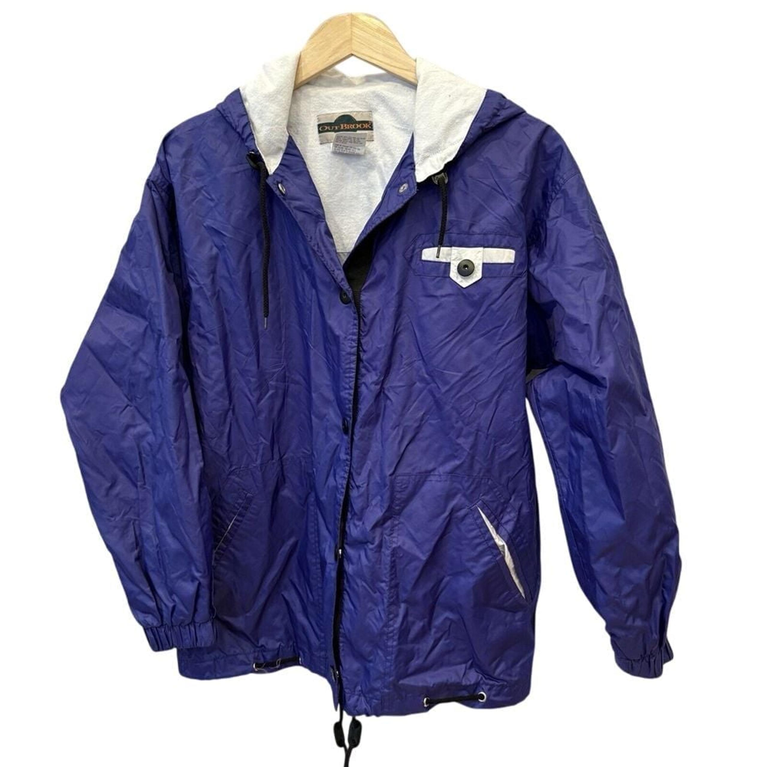 EUC Outbrook Women MEDIUM 8-10 Vintage Purple Jacket Windbreaker Hoodie Pockets