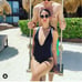 Solid & striped black one piece