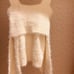 LIZ LISA Off-Shoulder Feather Knit Top with Pom-Poms (White)