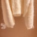 LIZ LISA Off-Shoulder Feather Knit Top with Pom-Poms (White)