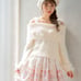 LIZ LISA Off-Shoulder Feather Knit Top with Pom-Poms (White)