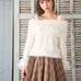 LIZ LISA Off-Shoulder Feather Knit Top with Pom-Poms (White)