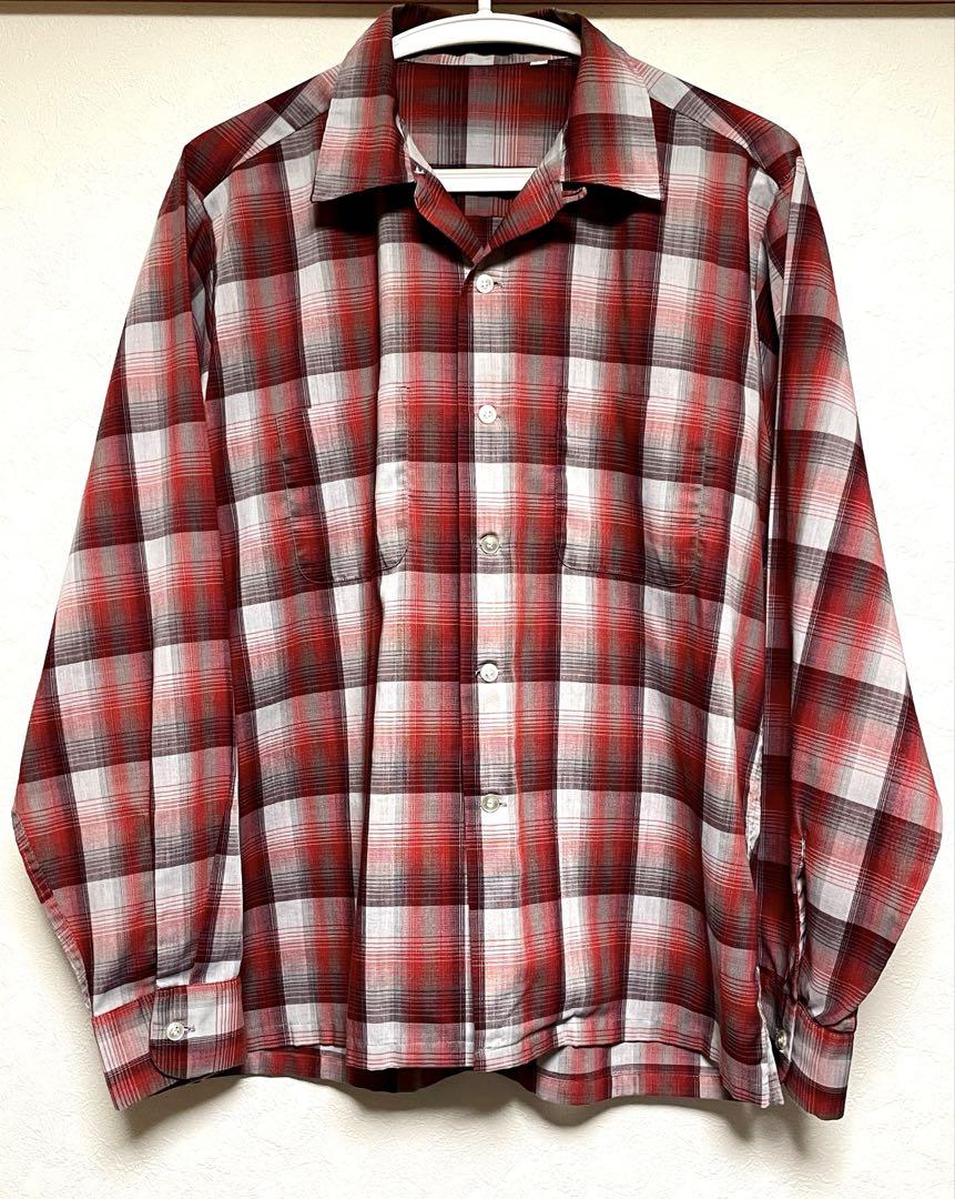 Vintage Open Collar Shirt Koratron M Ombre Open Collar 60s