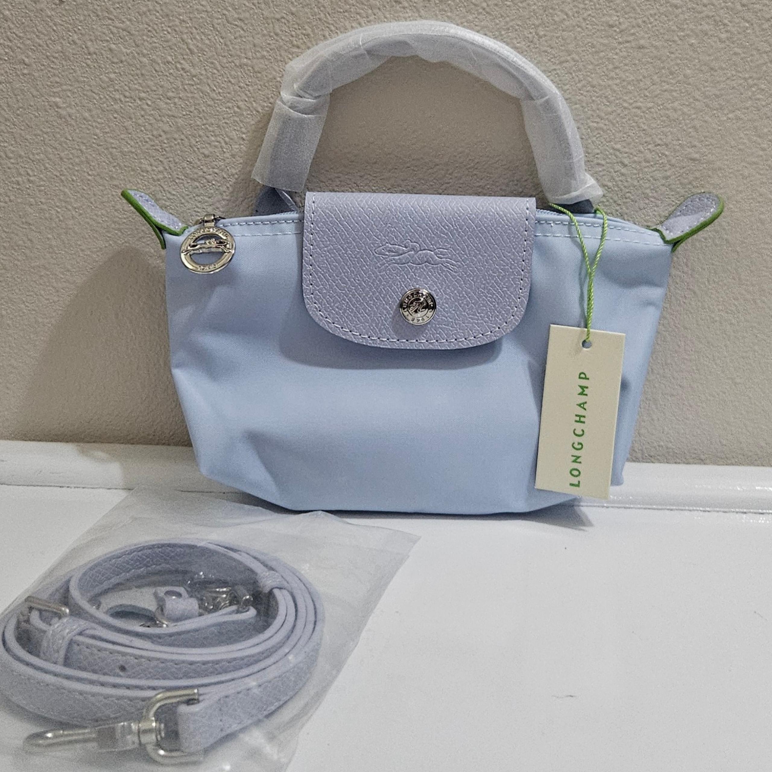 Longchamp mini with top handle and crossbody bag purse light blue gift