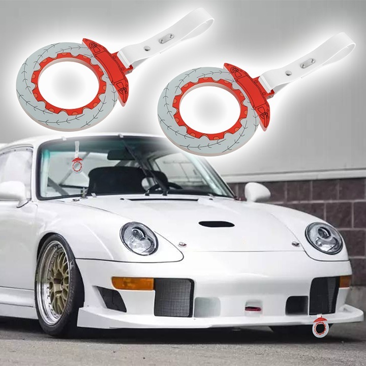 Brand New 2PCS JDM Brake Red TSURIKAWA Ring Subway Train Bus Handle White Strap
