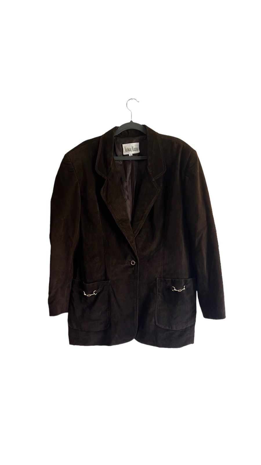 Neiman Marcus Vintage Chocolate Suede Jacket with Gold Accents sz XL