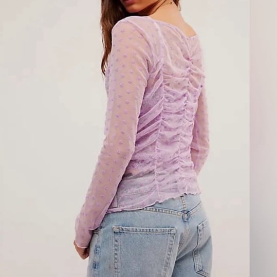 Free People Medium Top Intimately Most Likely Layering in Lavendula mesh daisies