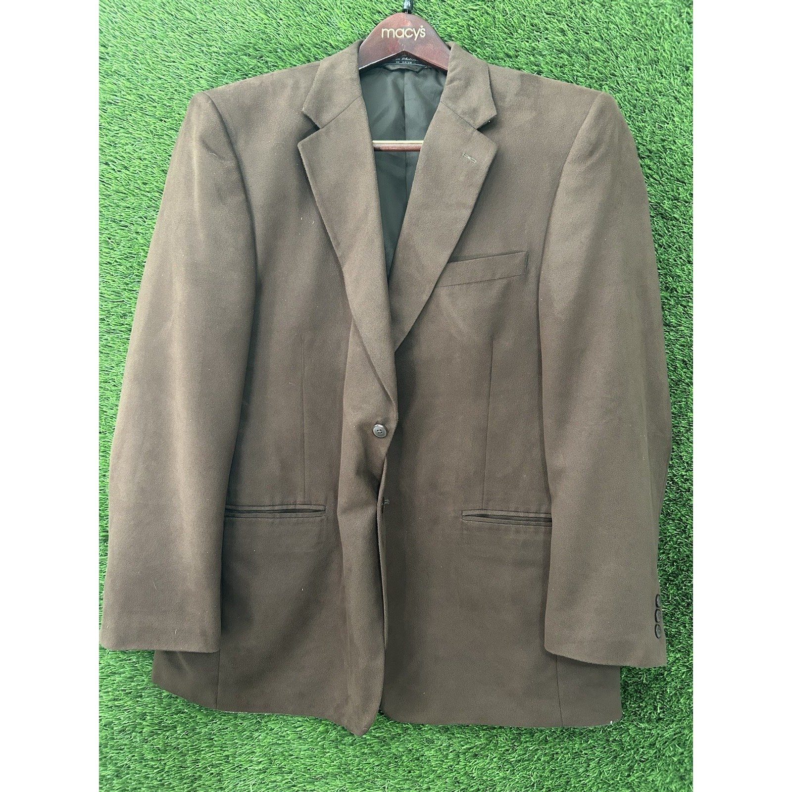 Jeffrey Banks Supra Suede Blazer Mens Size 44 R Camel Brown Sport Coat Vintage