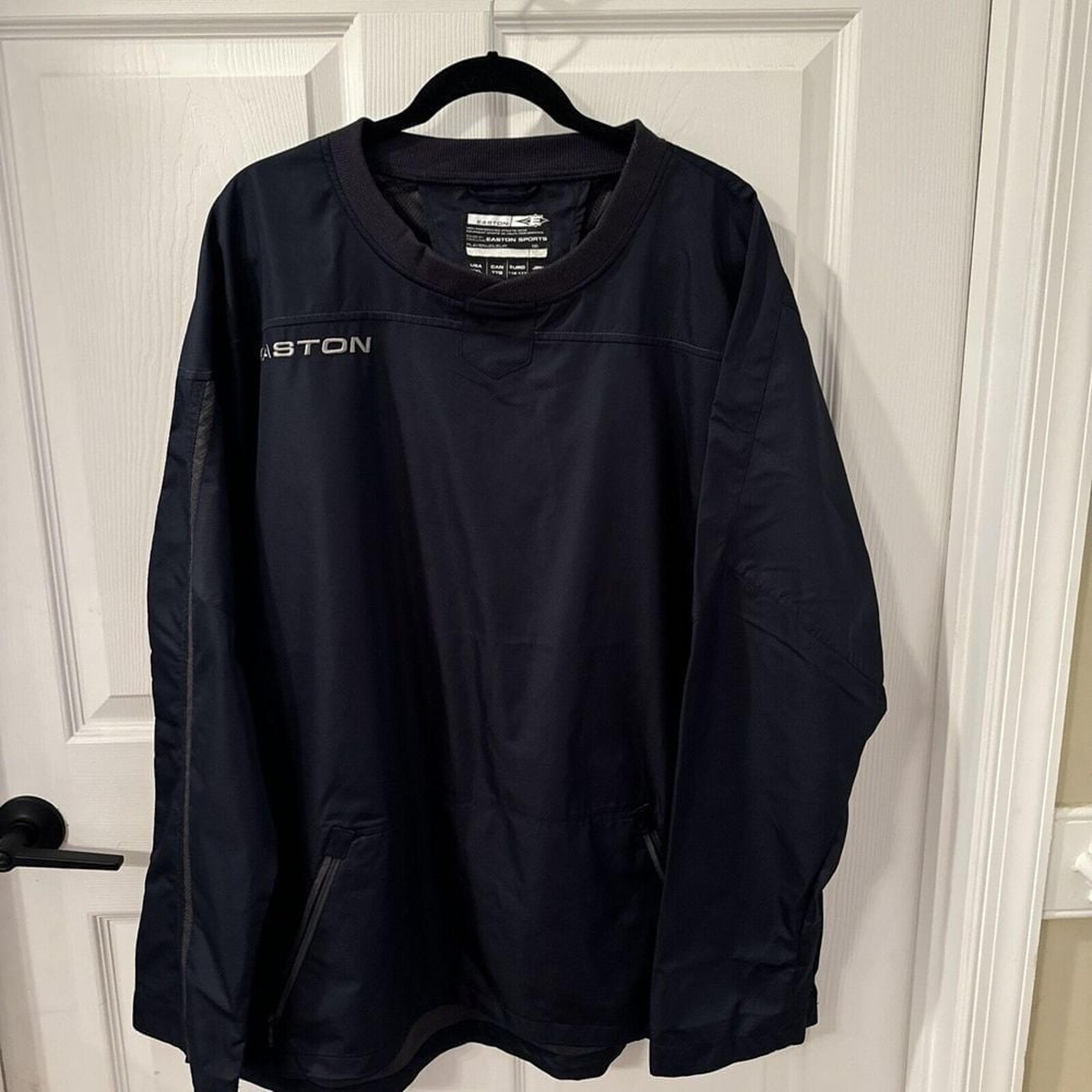 EASTON Mens sz 2XL XXL Navy Blue Long Sleeve Pullover In Motion Fit Windbreaker