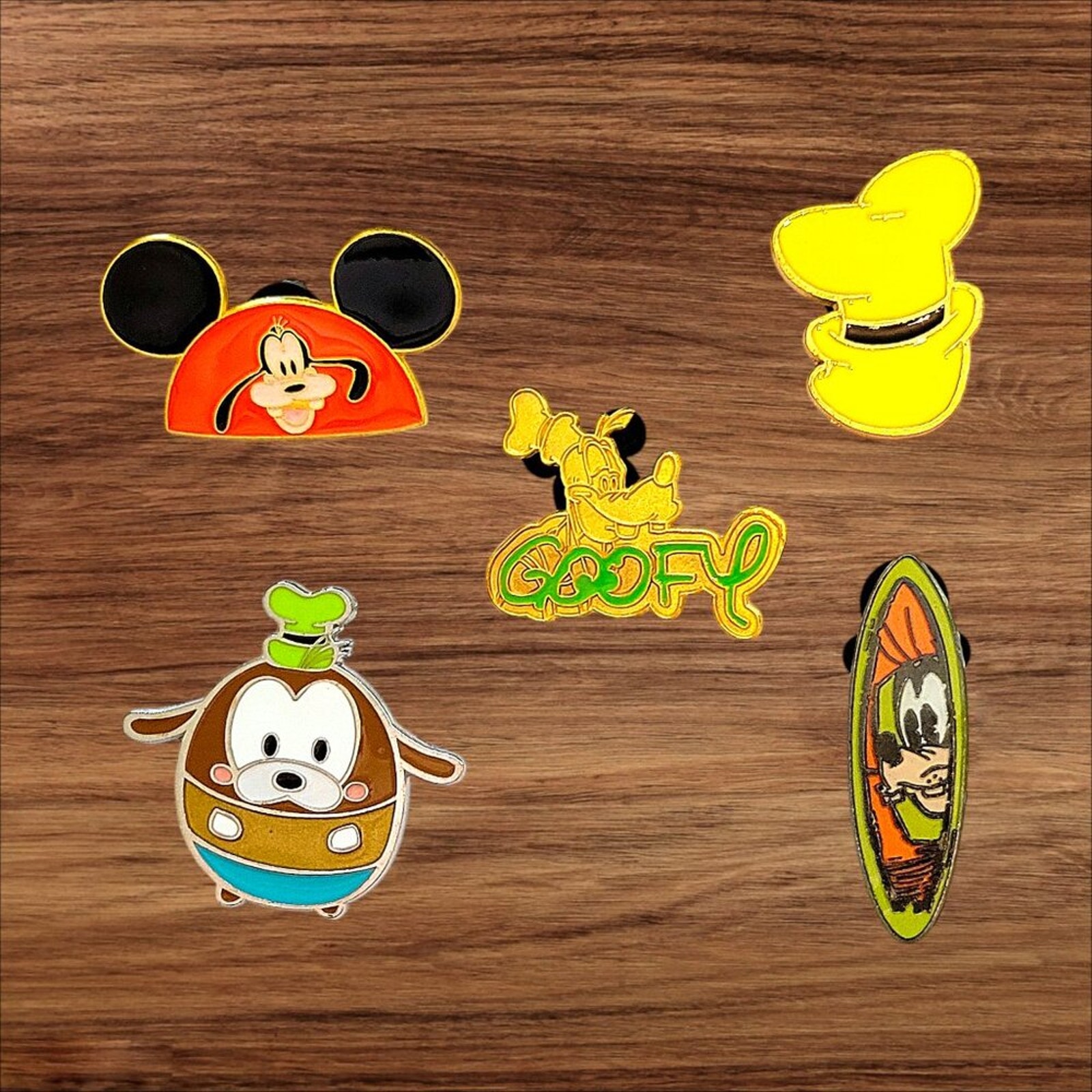 5 Goofy Disney Parks Trading Pins, Plus 2 Bonus Pins