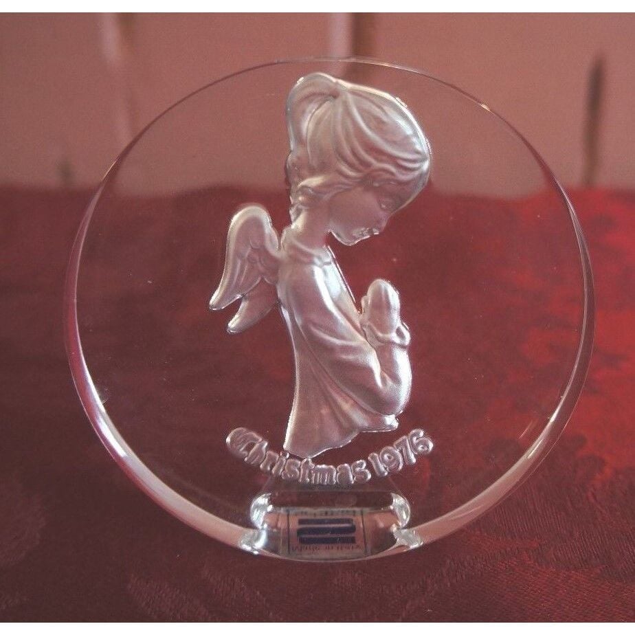 1976 CHRISTMAS STANDING GLASS ANGEL BY SCHMID: MADE IN ITALY