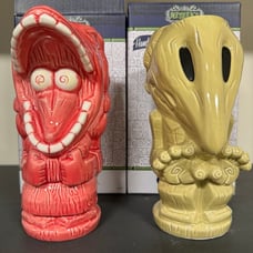 Beetlejuice Adam & Barbara Hand Painted Geeki Tikis 26 oz Ceramic Mugs SDCC EXC!
