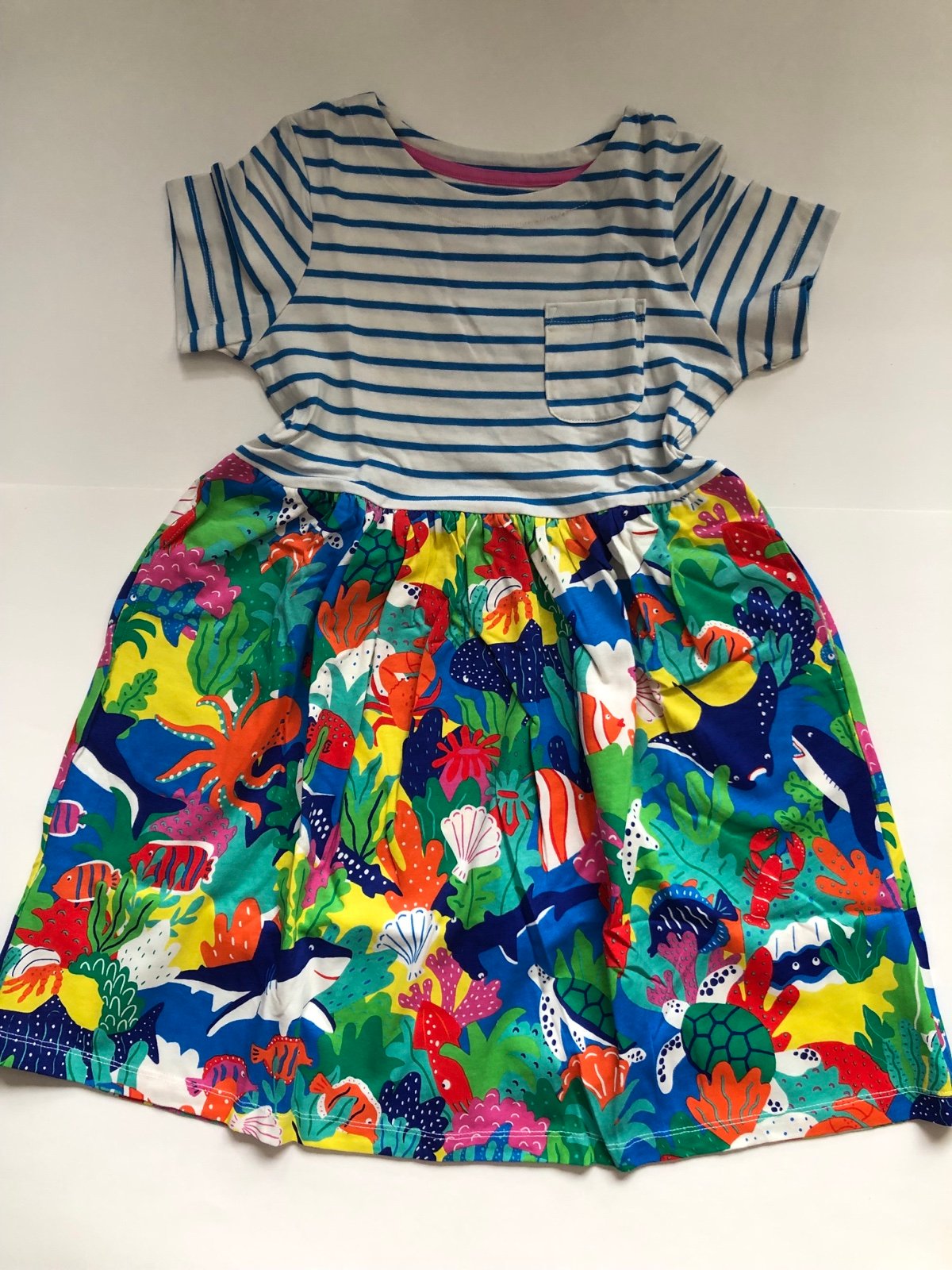 NWOT Mini Boden Short-sleeve Hotchpotch Dress 8-9Y