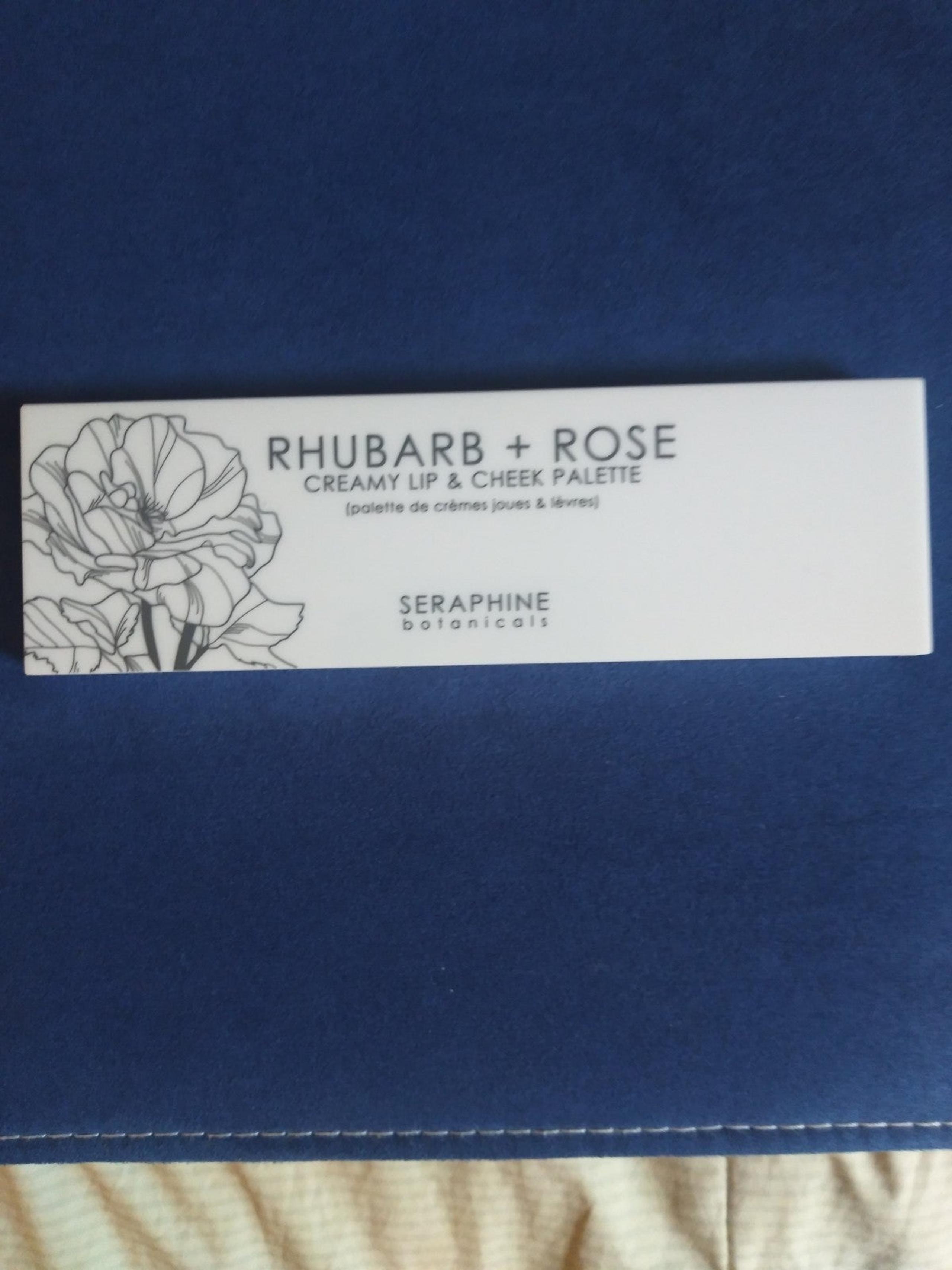 Seraphine botanicals Rhubarb and Rose creamy lip and cheek palette