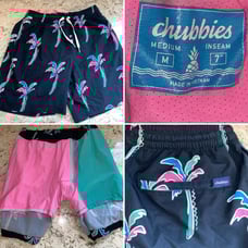 69 CHUBBIES Classic Lined Neon Palm Swim Short 7” MEDIUM