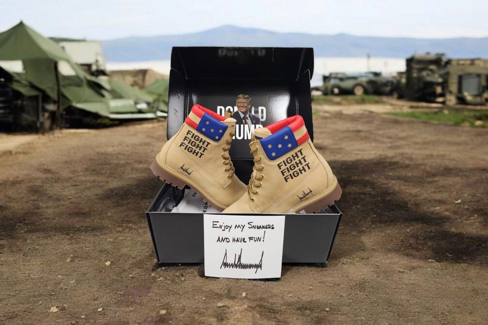 DONALD TRUMP FIGHT FIGHT FIGHT BOOT SIZE 11 EXTREMELY LIMITED TO 2000 PAIRS!