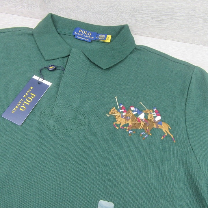 Polo Ralph Lauren Slim Fit Embroidered Green Polo Shirt Men's Size Large NEW