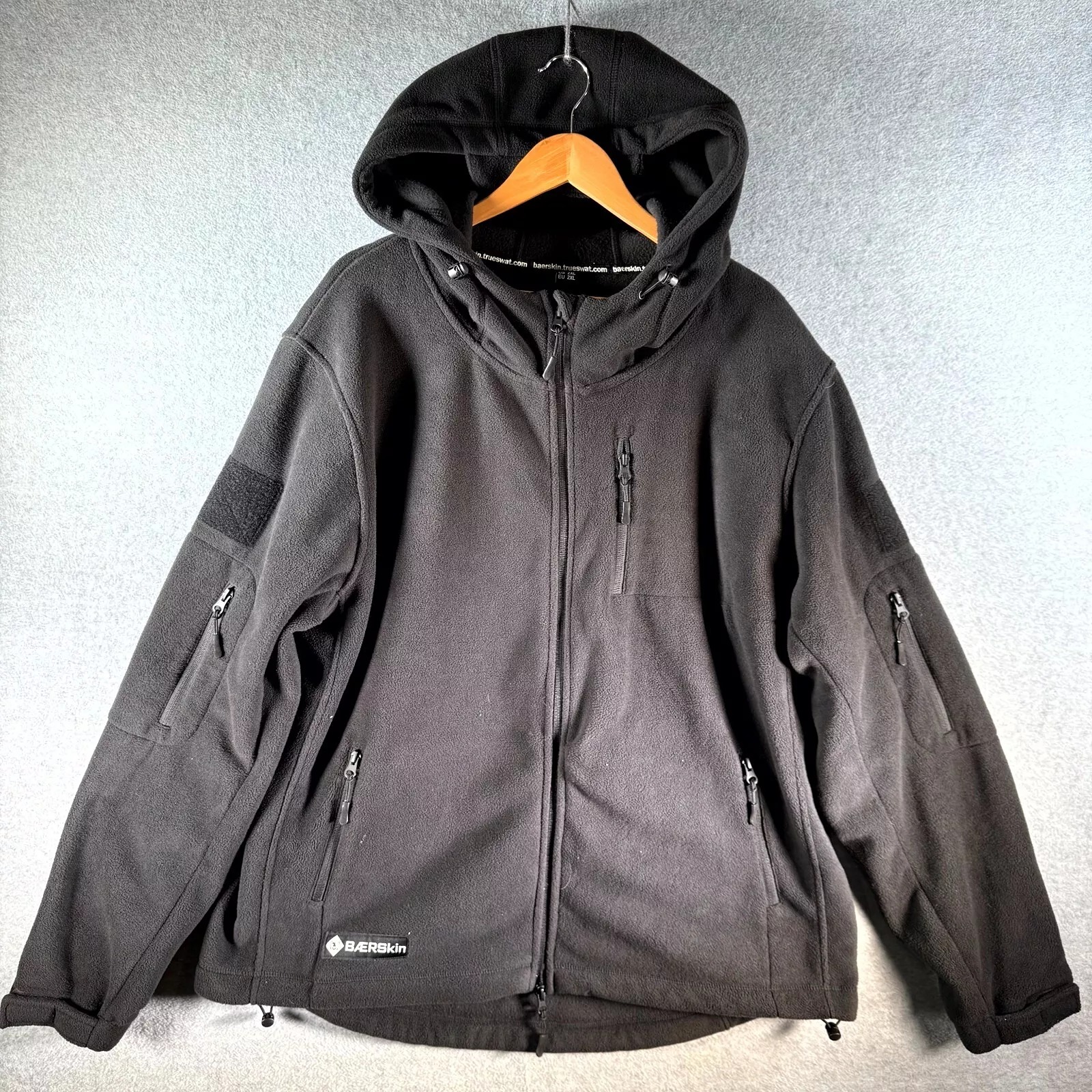 Baerskin Tactical Hoodie Men 2XL Gray Full Zip Secure Pockets Fleece JacketCLEAN