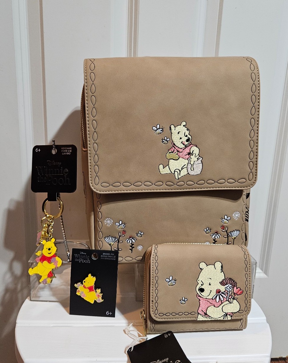 Loungefly Disney Winnie the Pooh Floral Brown Backpack set A