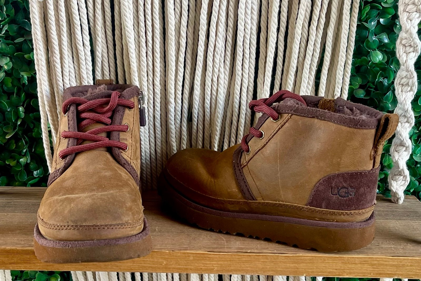 UGG NEUMEL II WEATHER GRIZZLY LEATHER BOOTS SIZE US 11 TODDLER