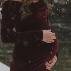 Velvet burgundy maternity dress