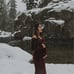 Velvet burgundy maternity dress