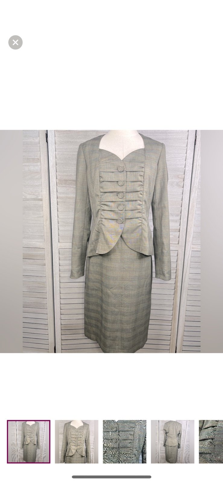 AURA 2 Piece Vintage Suit Jacket/Skirt Muted Multi/ Plaid-10