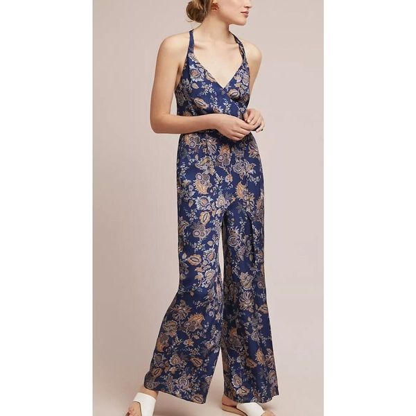 Anthropologie Ett:twa Blue Paisley Wide Leg Womens Jumpsuit Small