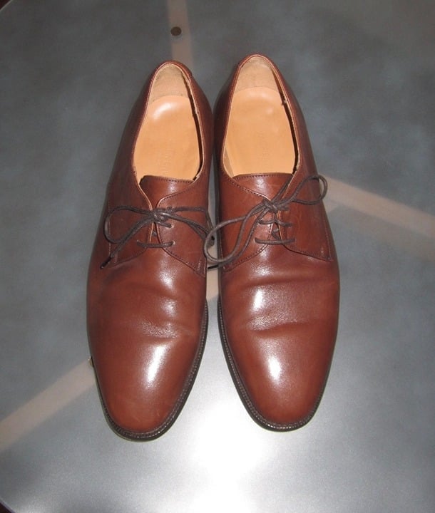 JACK ERWIN Plain Toe Bluchers Shoes Brown Calfskin Leather Made in Spain 9 1/2