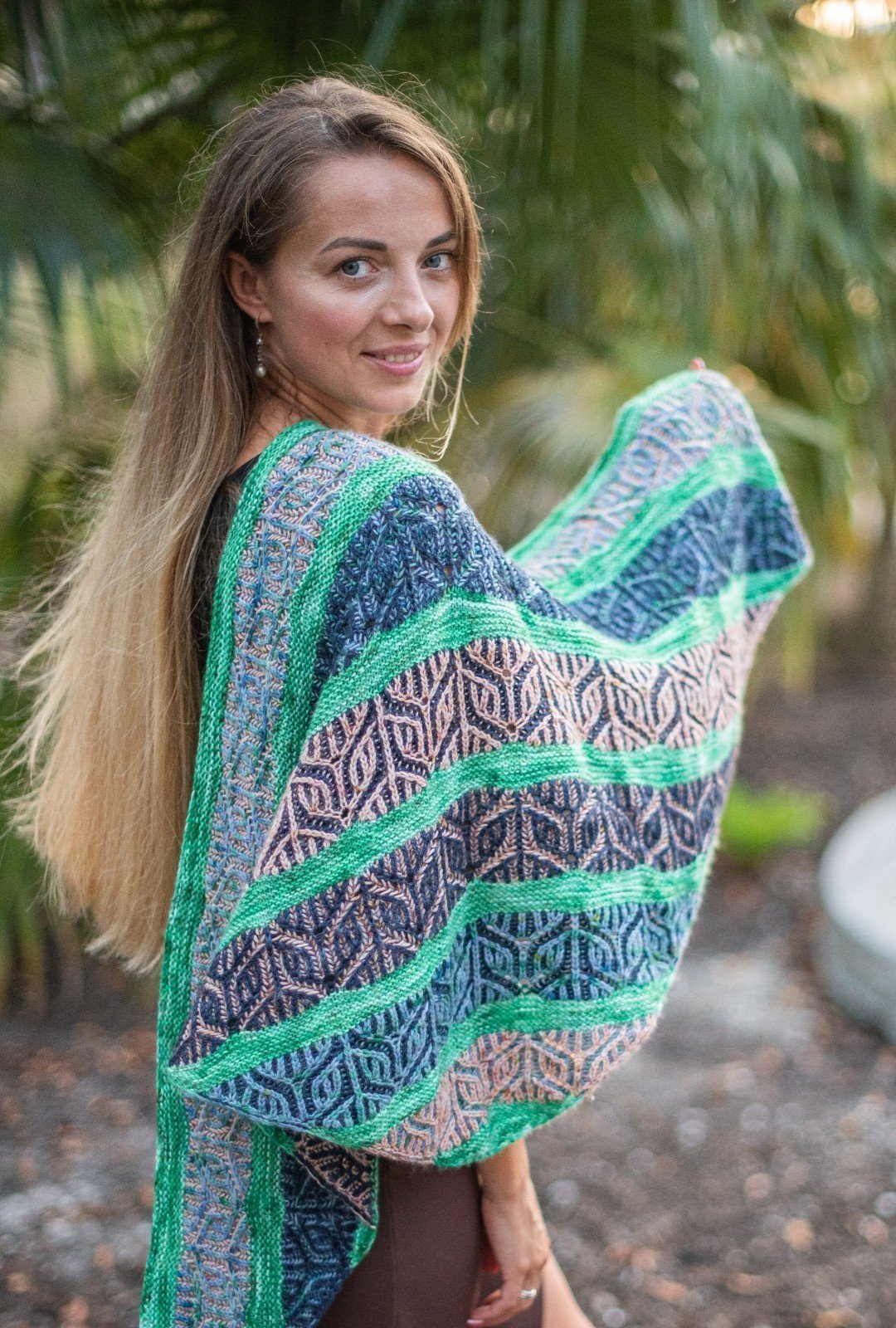 Handknitted Avant-Garde Wool Shawl