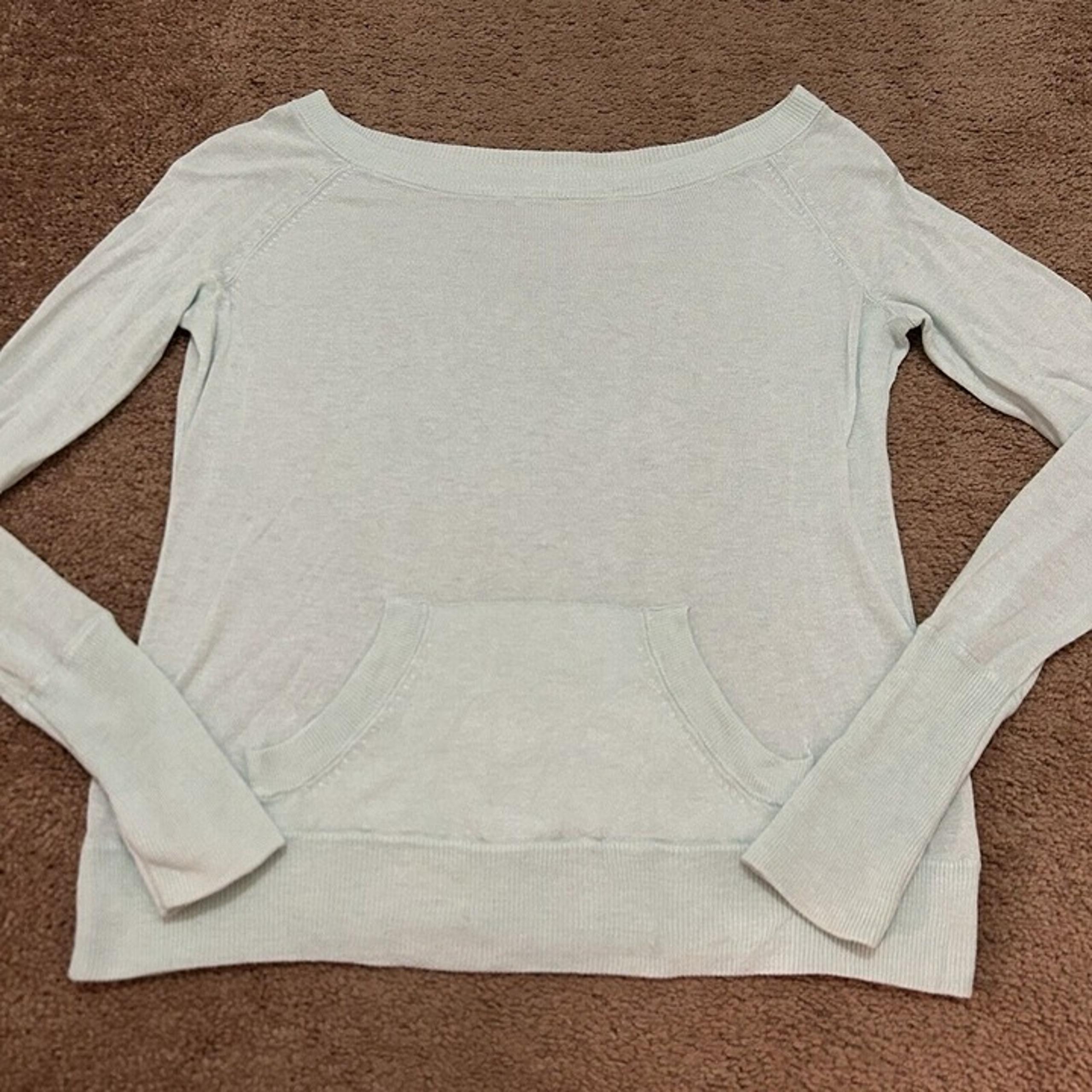 Lululemon Scoop Neck Long Sleeve Knit Sweater No Tag Light Blue Size 4? Pocket