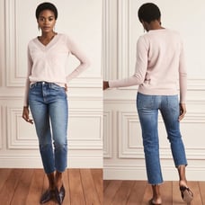 NWOT Stella & Dot V-Neck Fuzzy Knit Long Sleeve Sweater Blush Size Medium