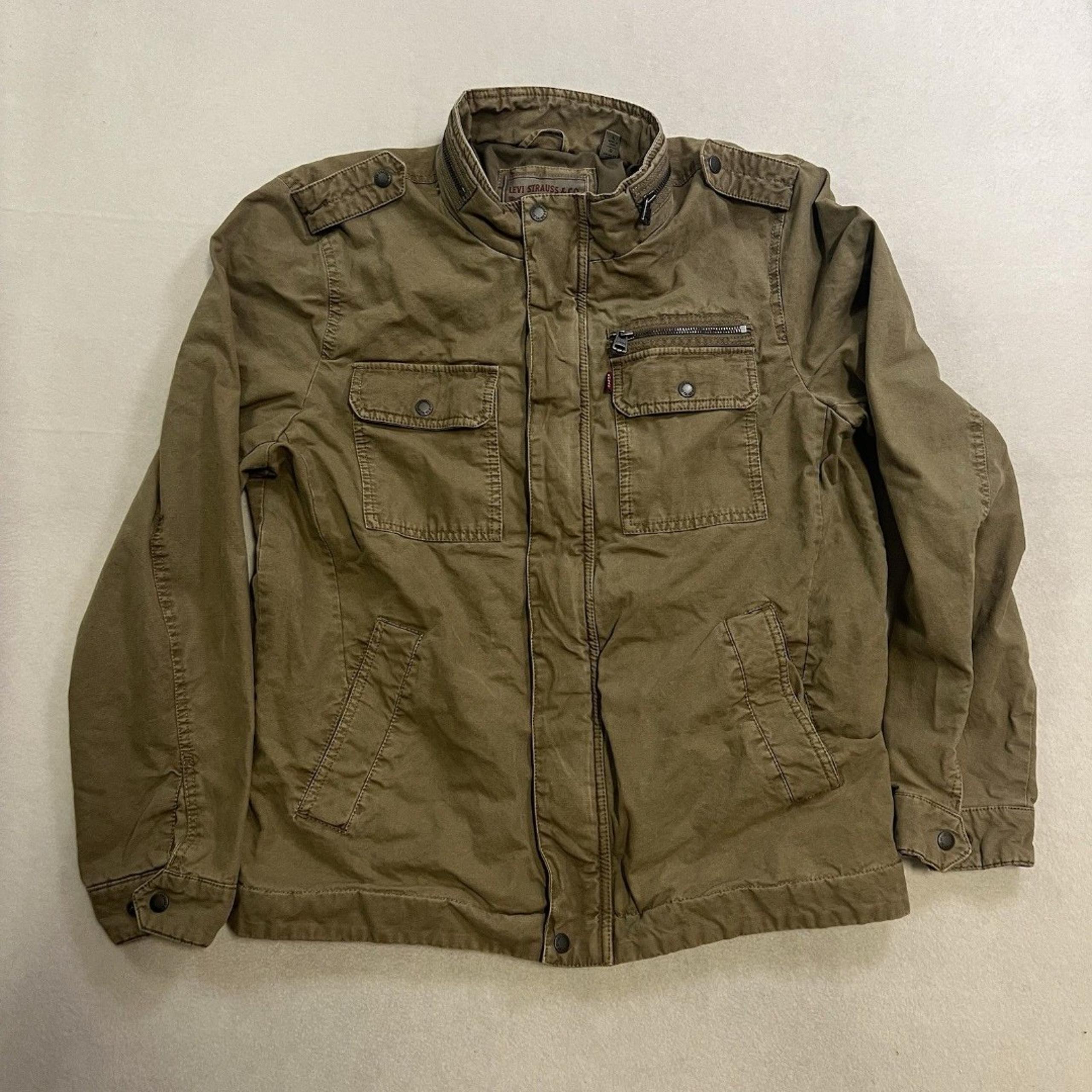 Levi’s Jacket Size Large Brown Canvas Zip Up Lined Pockets Utility Grunge