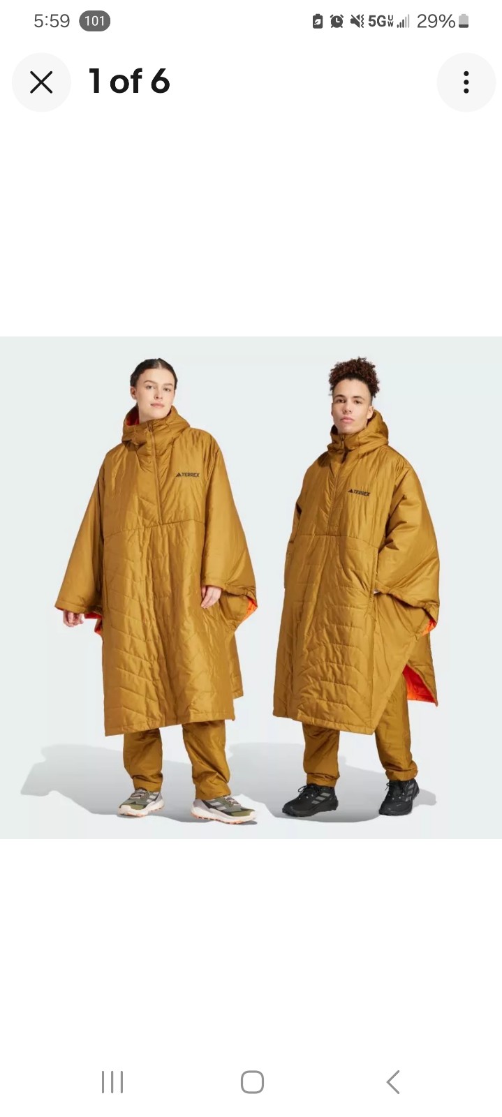 Adidas Terrex Xploric PrimaLoft Insulated Hooded Poncho Size M