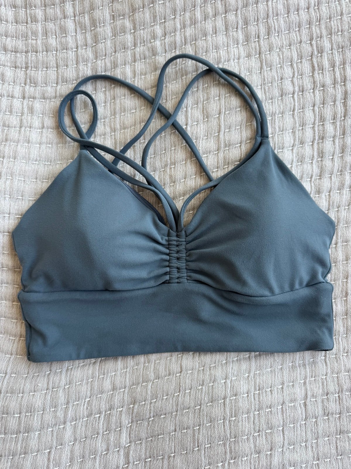 NWOT Lululemon Nulu Strappy V-neck Yoga Bra Oil Grey 6
