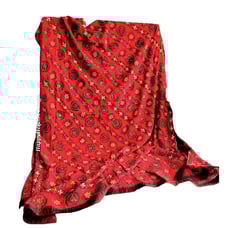 Vintage Embroidered Silk Beaded Sequin Stars & Circles Saree Dupatta Formal